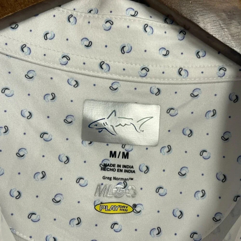 NEW Greg Norman ML75 Men's M Polo Shirt Luxurious Moisture Wicking Pattern